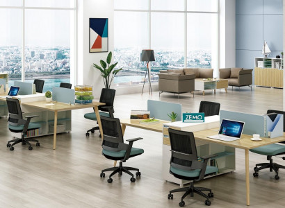 Büro Möbel Einrichtung Tische Holz Tisch 4 Arbeitsplätze Schreibtisch